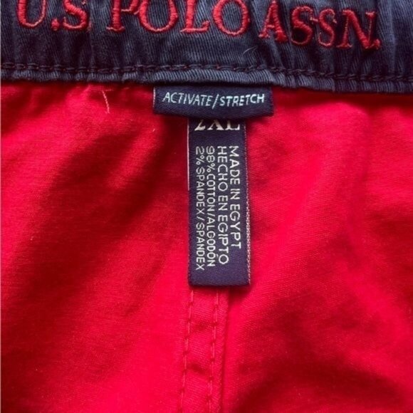 Mens US Polo Assn. Red Shorts Elastic Waist Drawstring 98% Cotton/2% Spandex 2XL - Picture 7 of 10